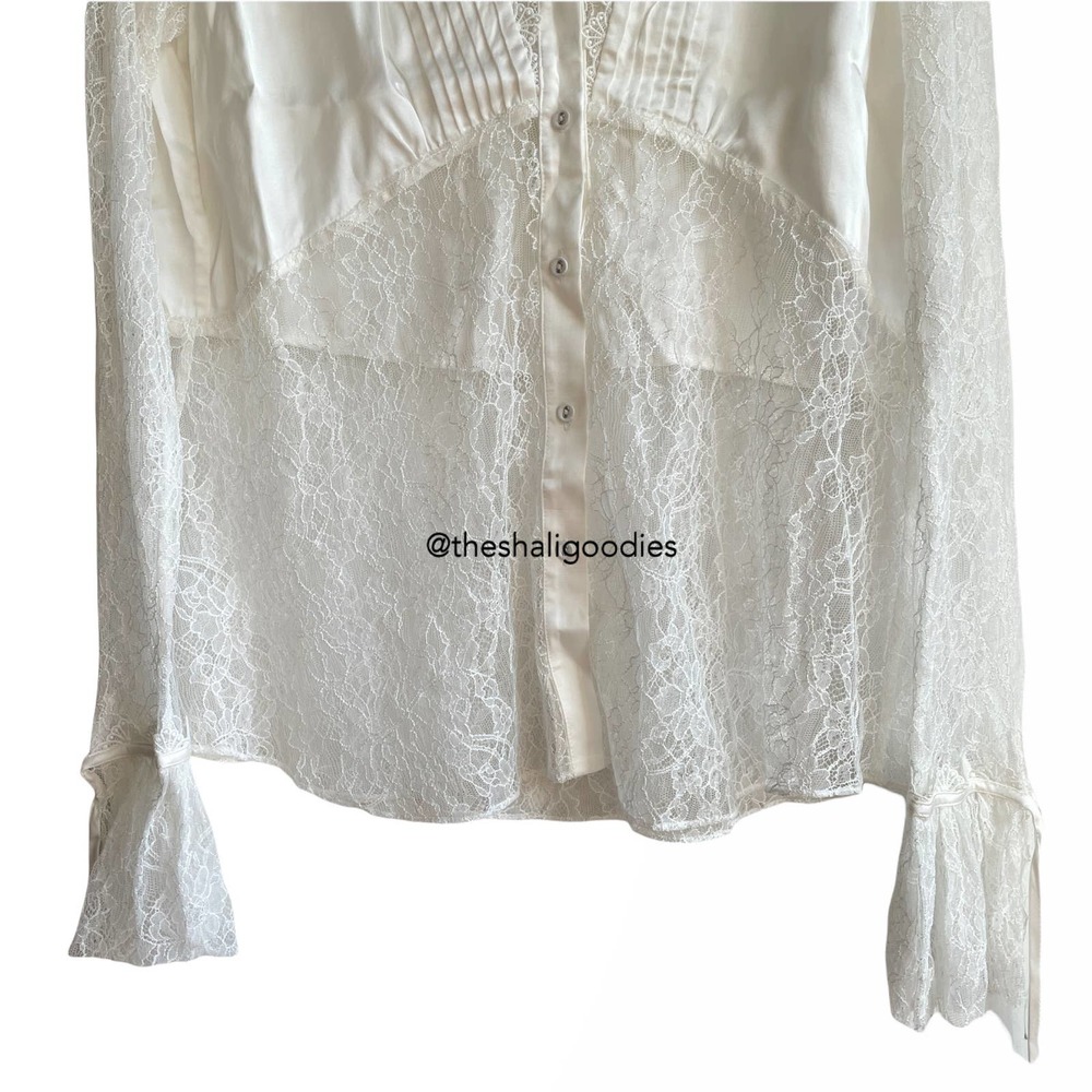 AJE Veil Lace Shirt Ivory White Button Down Top - Picture 9 of 11